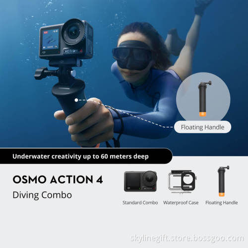 Osmo Action 4 Adventure Combo - 4K/120fps Waterproof Action Camera with a 1/1.3-Inch Sensor 10-bit & D-Log M Color
